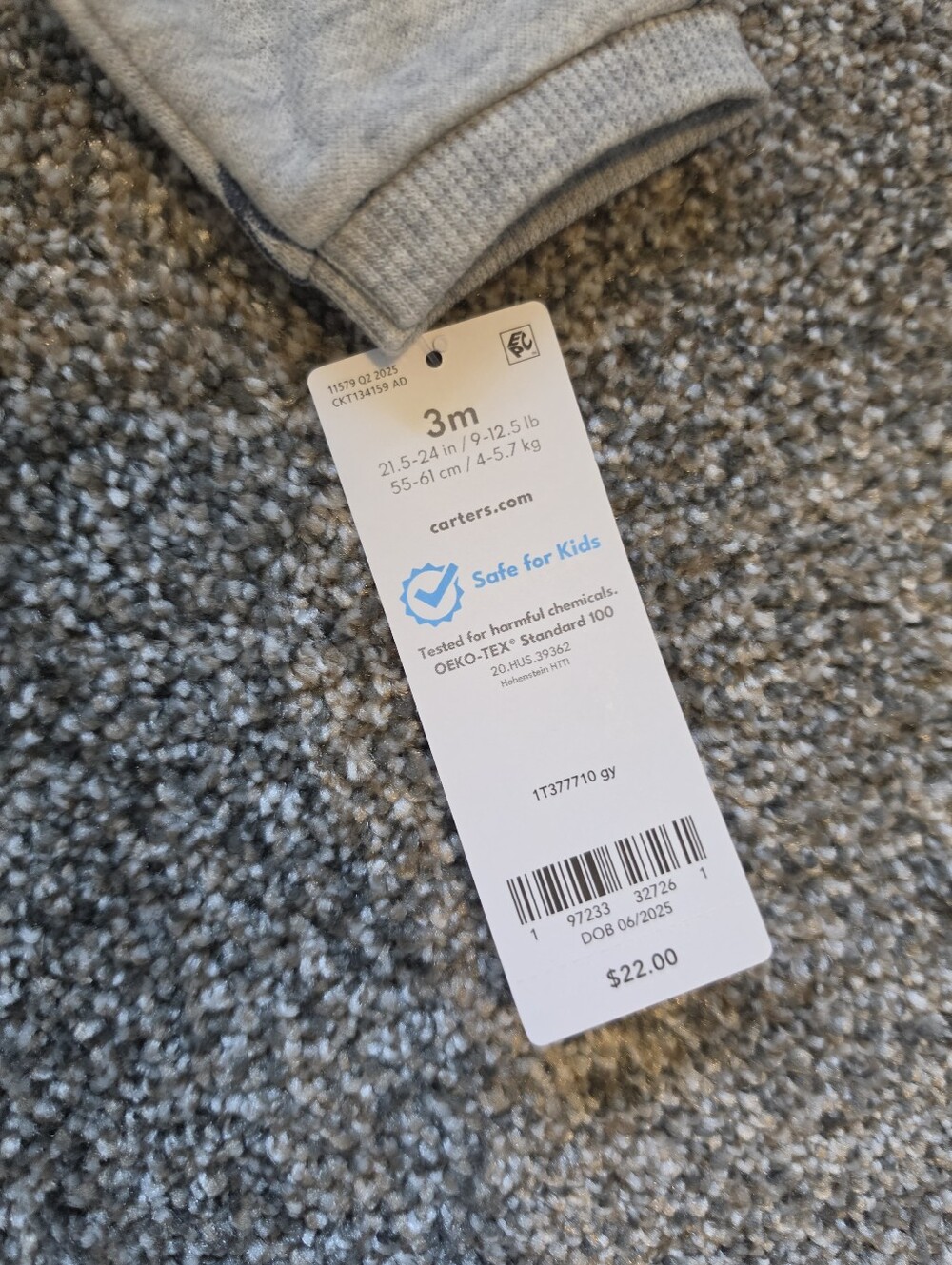 Carter's Gray Baby Outfit with White Tag - Picture 3 of 5
